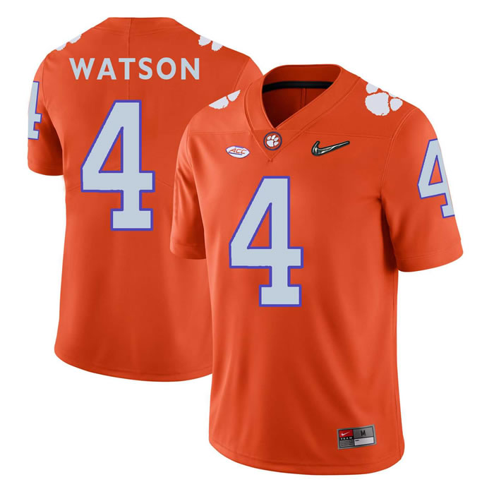Clemson Tigers #4 DeShaun Watson Orange With Diamond Logo College Football Jersey DingZhi